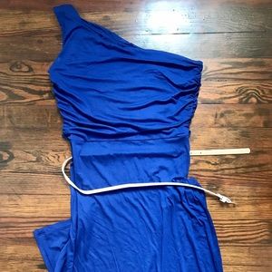 DONATED Cobalt Blue one shoulder maxi dress
